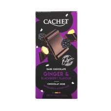 Чорний шоколад Cachet 57% з імбирем та ожиною (100 г)