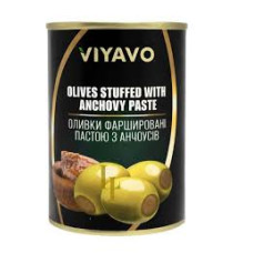 Оливки VIYAVO зелені з анчоусом ж/б 314 мл/280 г