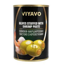Оливки VIYAVO зелені з креветками ж/б 314 мл/280 г