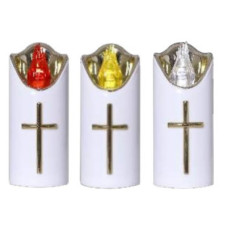 Свічка LED RICO, біла із сріблом RED з батарейками 17,5см